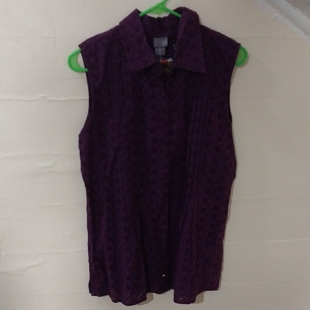 Laura Scott Deep Purple Sleeveless Blouse